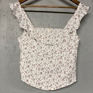 Free People Boho Floral Ruffled Crop Top Size Small